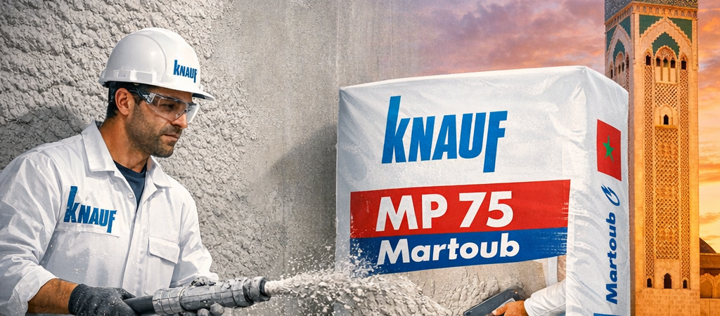 Plâtre projeté Maroc Knauf MP 75